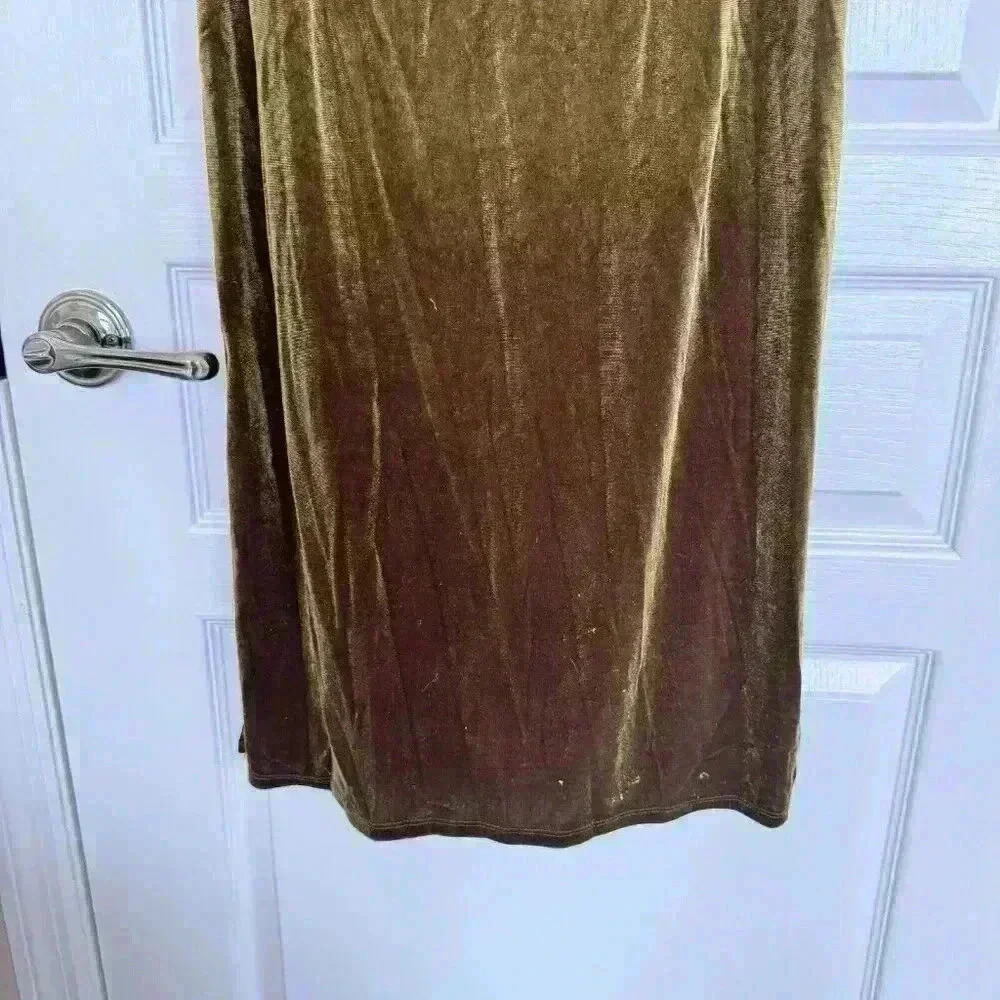 Taylor Womens Velvet Cowl Neck Maxi Dress Olive Green Size 6 New - Picture 4 of 10
